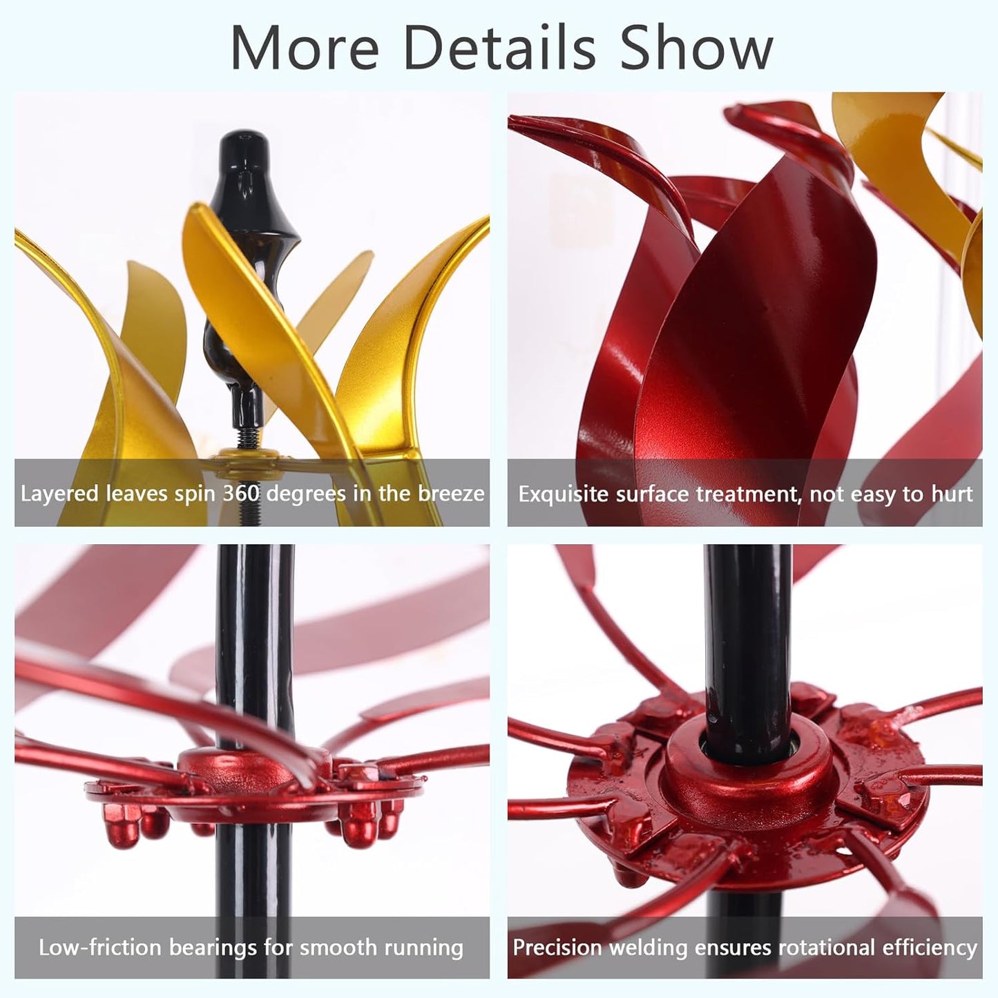 hogardeck Large Wind Spinners Outdoor, 93.3" Metal Tulip Wind Spinner with Stake, 360° Rotating