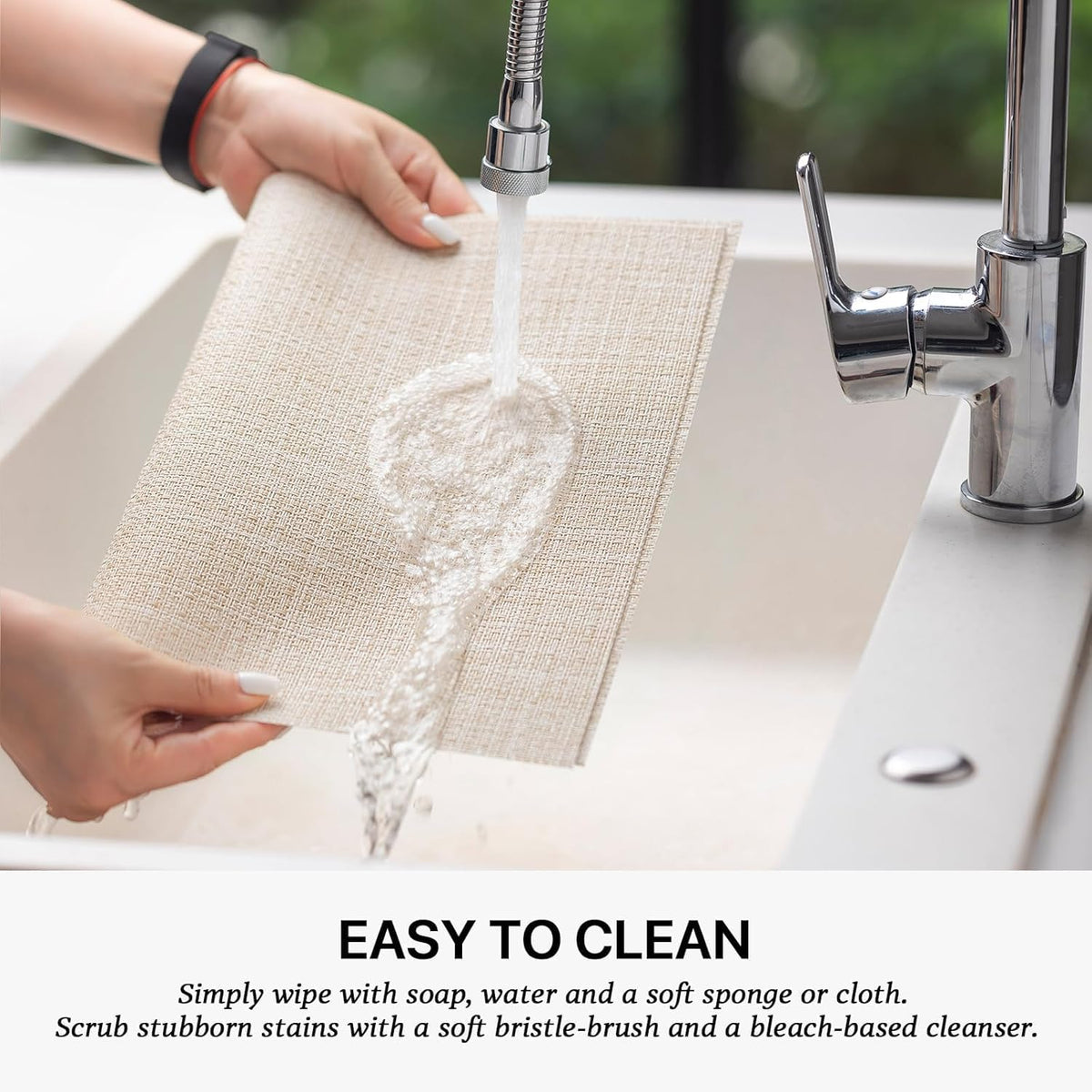 LEXMORE Placemats Set of 12 Vinyl/Plastic Woven Place Mats for Kitchen Table Indoor/Outdoor