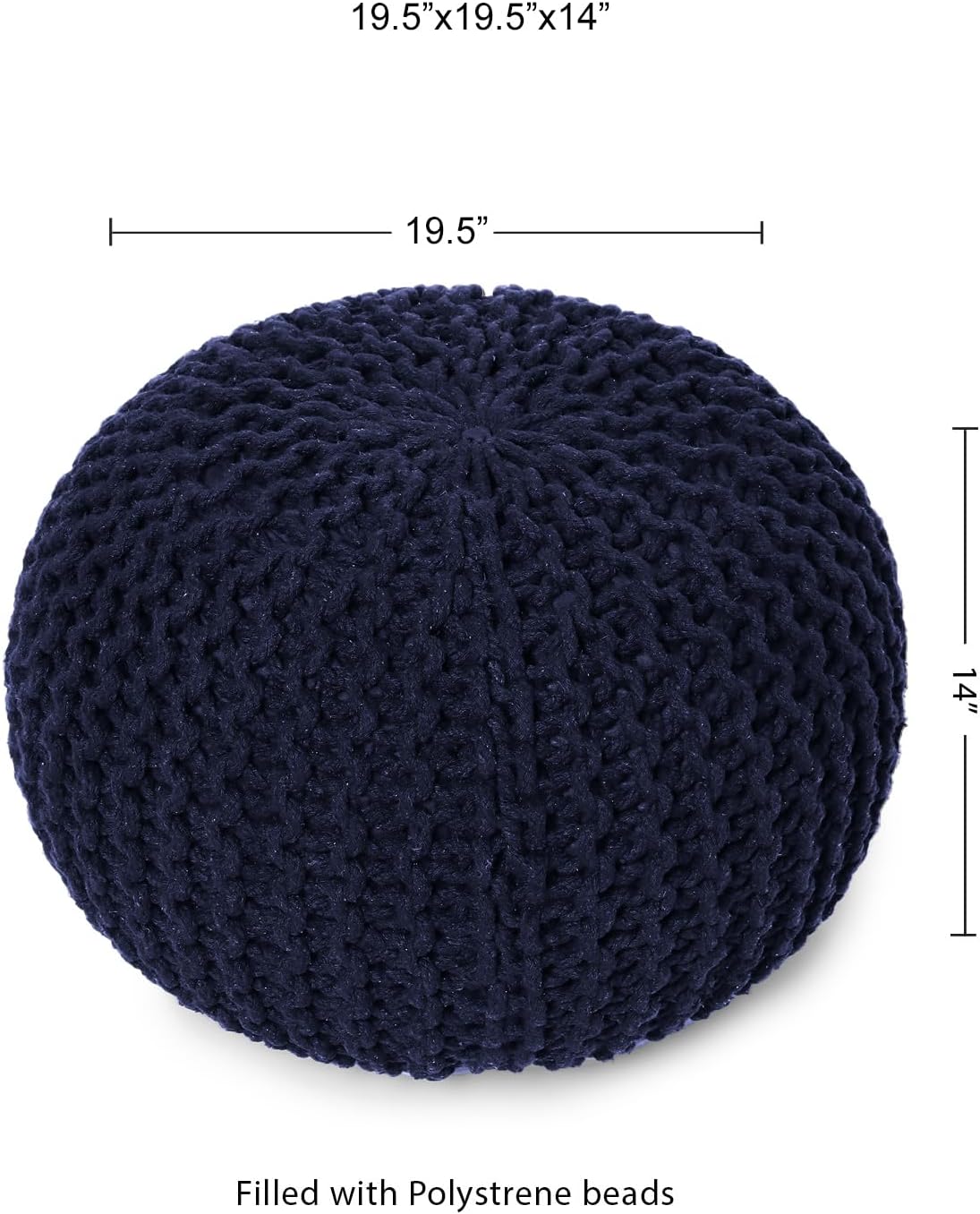 REDEARTH Round Pouf Foot Stool Bean Bag Ottoman - Cable Knitted Cord Boho Pouffe - Poof Accent Bean