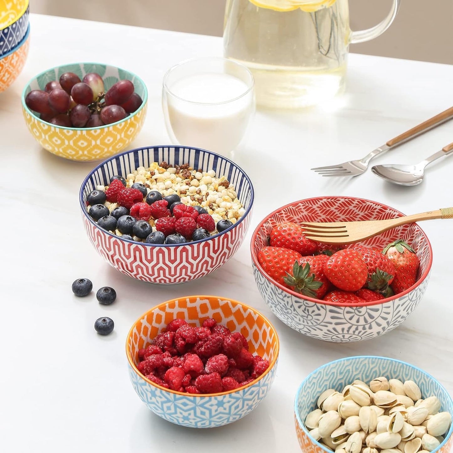 Selamica Ceramic 12 OZ Dessert Bowls Set, Ice Cream Bowls, 4.7 Inch Small Bowls for Ice Cream