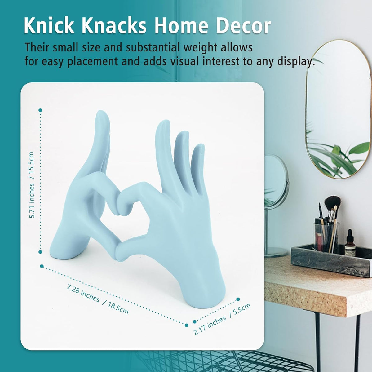 Accessoryway Blue Heart Hands Sculpture Decor - Valentines Day Decorations for Living Room