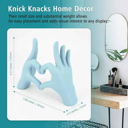 Accessoryway Blue Heart Hands Sculpture Decor - Valentines Day Decorations for Living Room