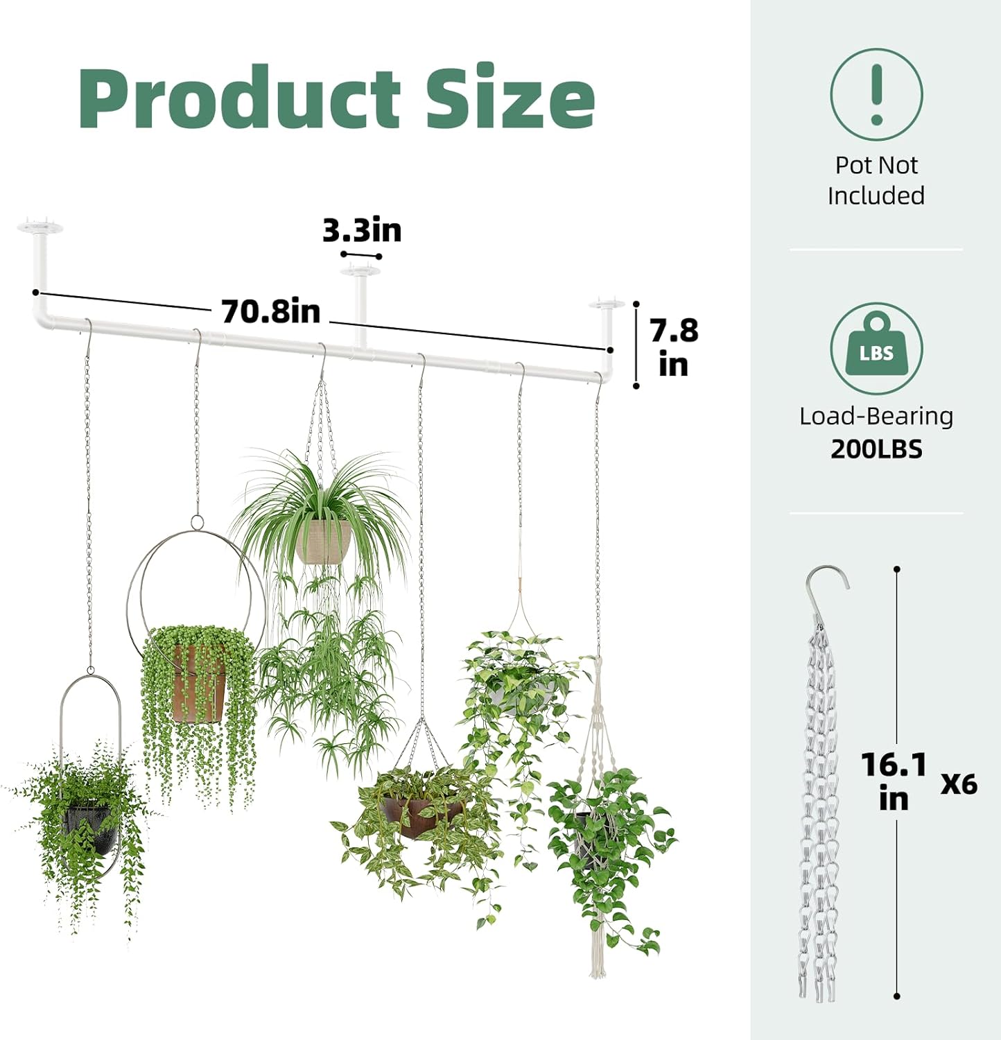 Plant Hanger Indoor with 6 Hanging Chains Hanging Planters for Indoor Plants Hanging Plant Holder