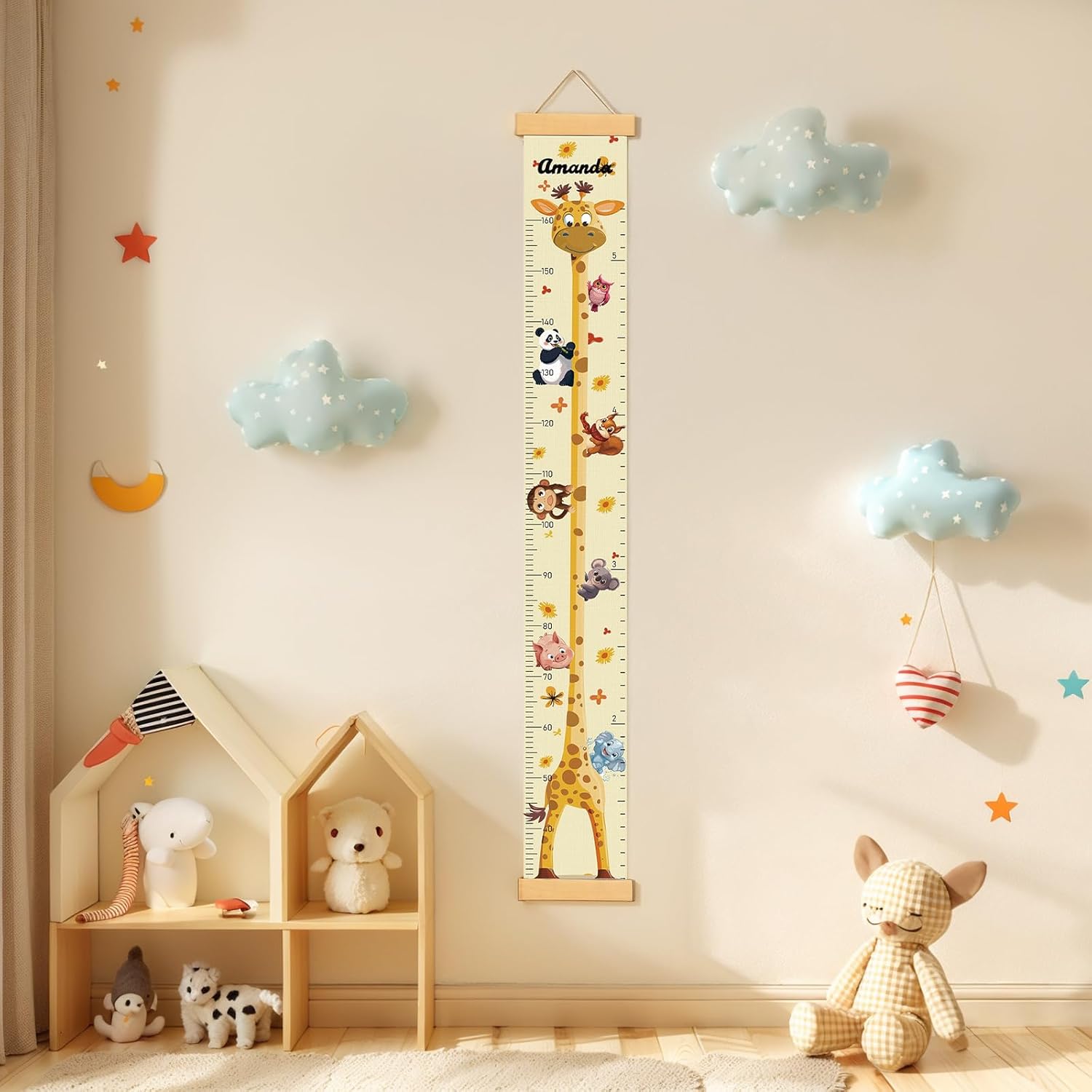 Personalized Name Growth Chart Wall Decor for Kids – Canvas Removable Height Chart Measuring Ruler