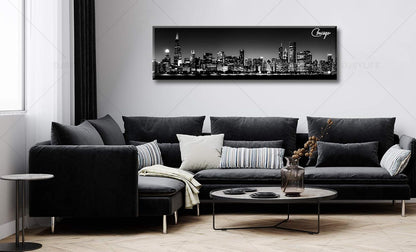 Office Wall Decor Black and White Wall Art Chicago Skyline Pictures for Living Room Modern Large