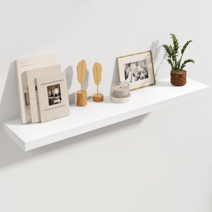 White Floating Shelves 48 Inch Long, 8 Deep Floating Shelves for Wall, Rustic 48" Long Fireplace