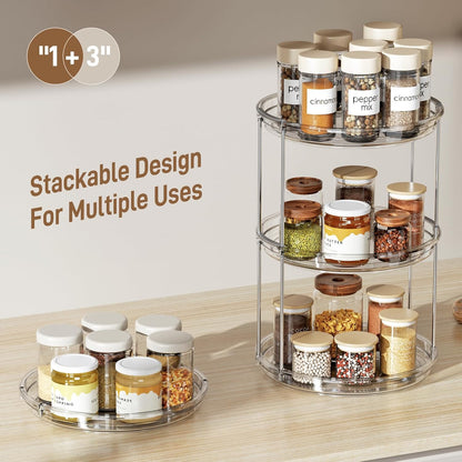 LAMU 2 Pack 2 Tier Lazy Susan Turntable Organizer 9.25'' Rotating Spice Rack Organization for