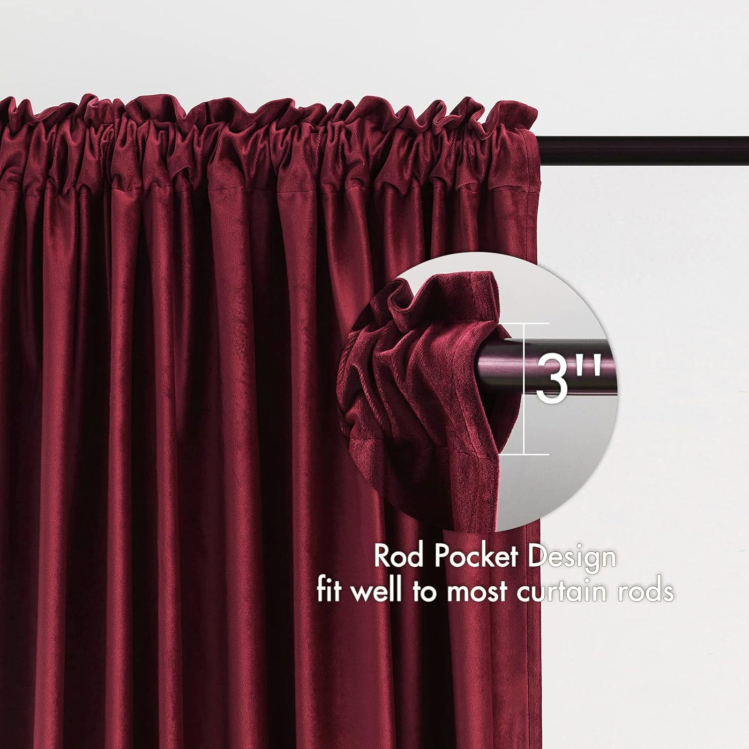 MIULEE Burgundy Velvet Curtains Thermal Insulated Blackout Curtain Christmas Drapes for Bedroom