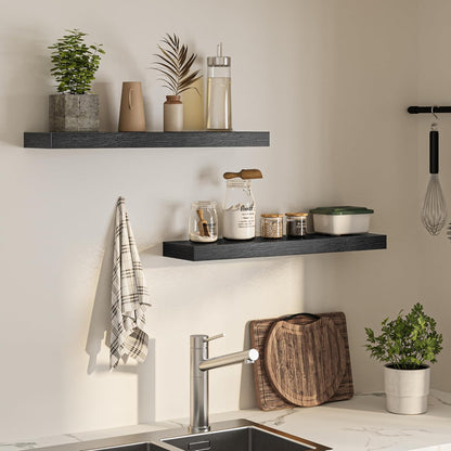Floating Shelves for Wall, 31.5" W x 6.7" D x 1.5" H, Wooden Wall Mounted Display Shelves with