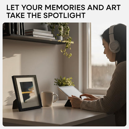 Homeforia A5 Picture Frame Black Wood, High-End Oak 5.8x8.3 Frame Matted to 4.1x5.8 inch Photo, A5
