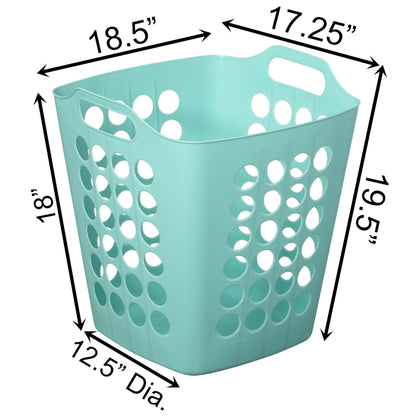 Flexible Plastic Laundry Basket - Square Storage Hamper with Side Handles for Easy Carrying