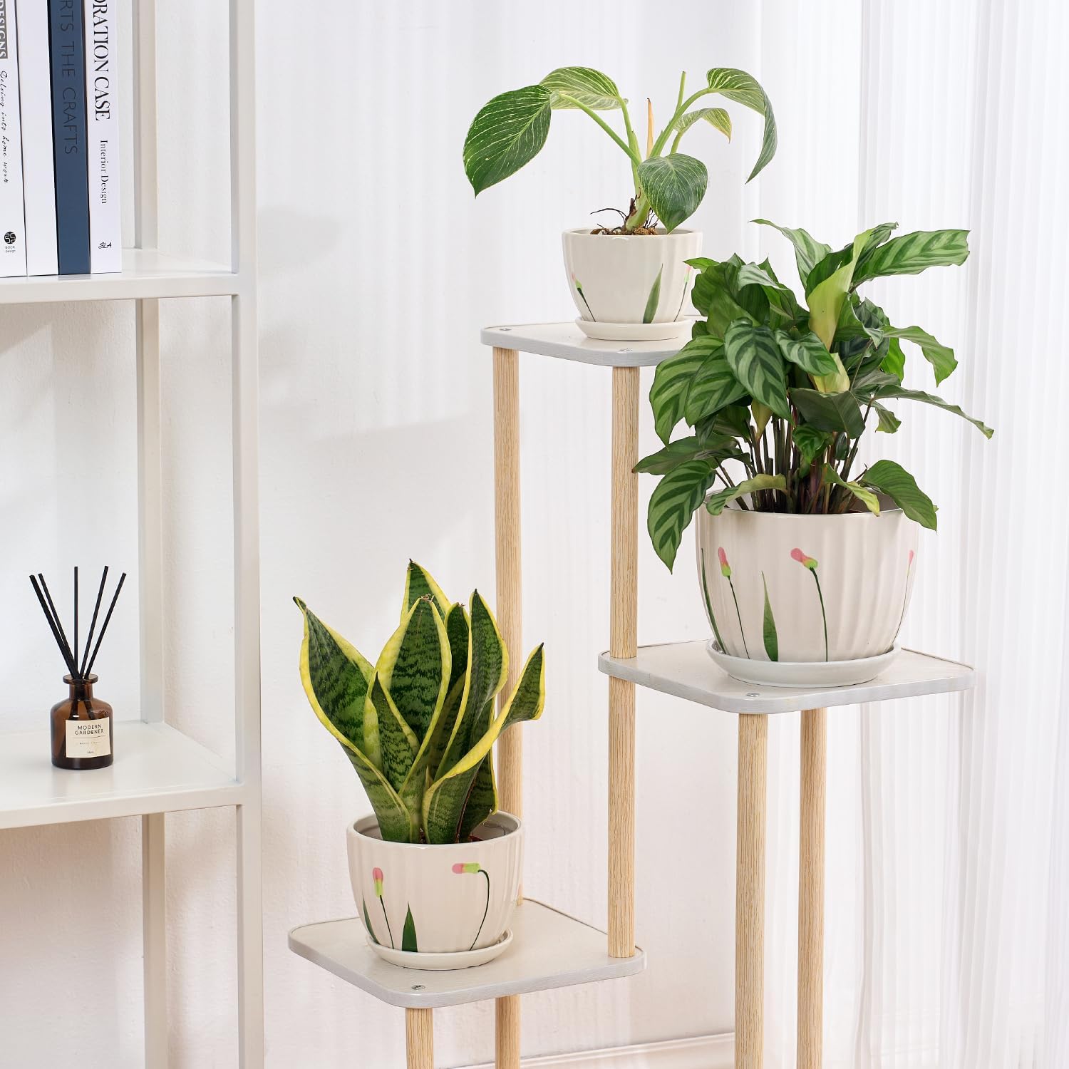 4/5/6 Inches Ceramic Plant Pots with Drainage Holes and Saucers, Round Flower Pots for Indoor