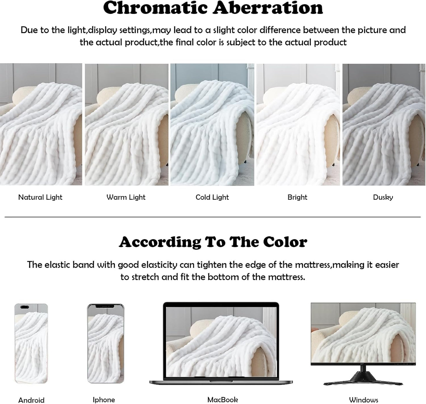 NEWCOSPLAY Faux Fur Twin Blanket White Bubble Blanket Thick Warm Soft for Couch Sofa Bed 550GSM