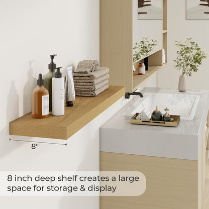 36 inch Floating Shelves Wall Shelves for Office with Invisible Brackets, 8 inch Deep Shelves for