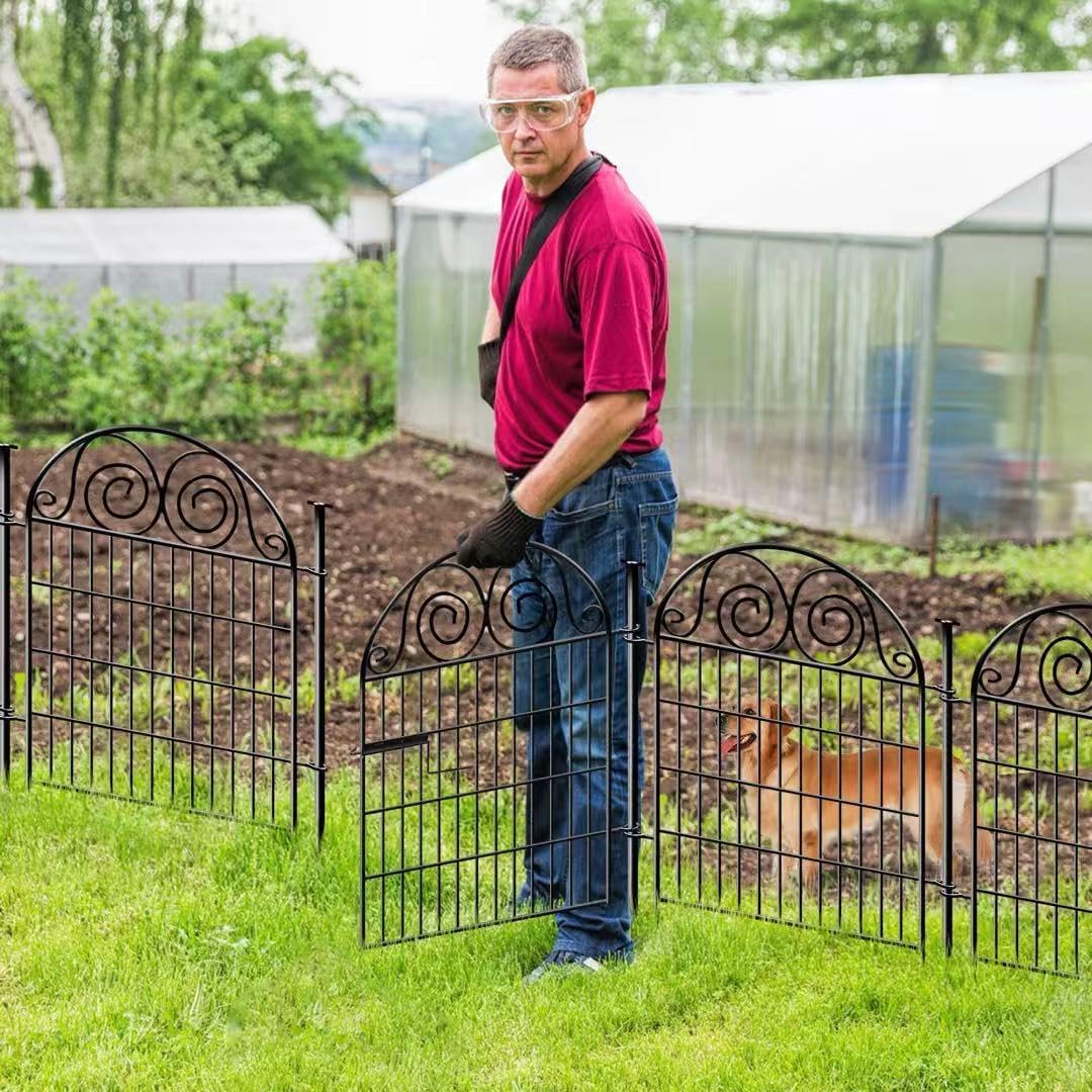 Tall Garden Fencing Animal Barrier with Gate, 32 Inch(H) 4 Panels Dog Fence Outdoor for Yard, Total