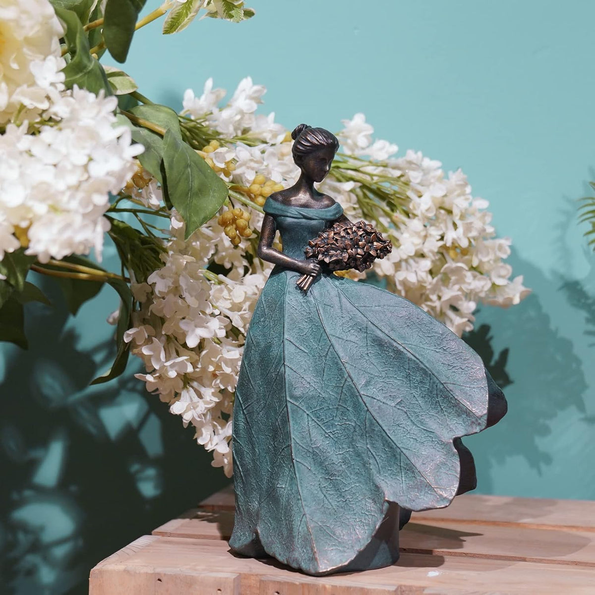 Guichifun Fairy Statue Collection Home Decoration - Leaf Angel Girls Resin Home Garden Patio Decor