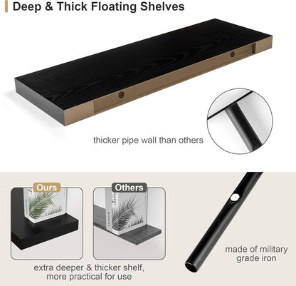 Heimlove Black Bathroom Shelves Floating Shelves for Wall Shelf Over Toilet Long Wall Mounted