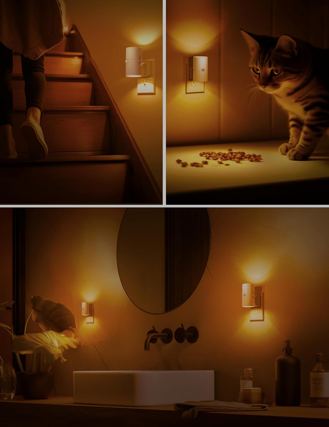L LOHAS LED Motion Sensor Nightlight, Amber Night Light, [2 Pack] Motion Activated Night Light
