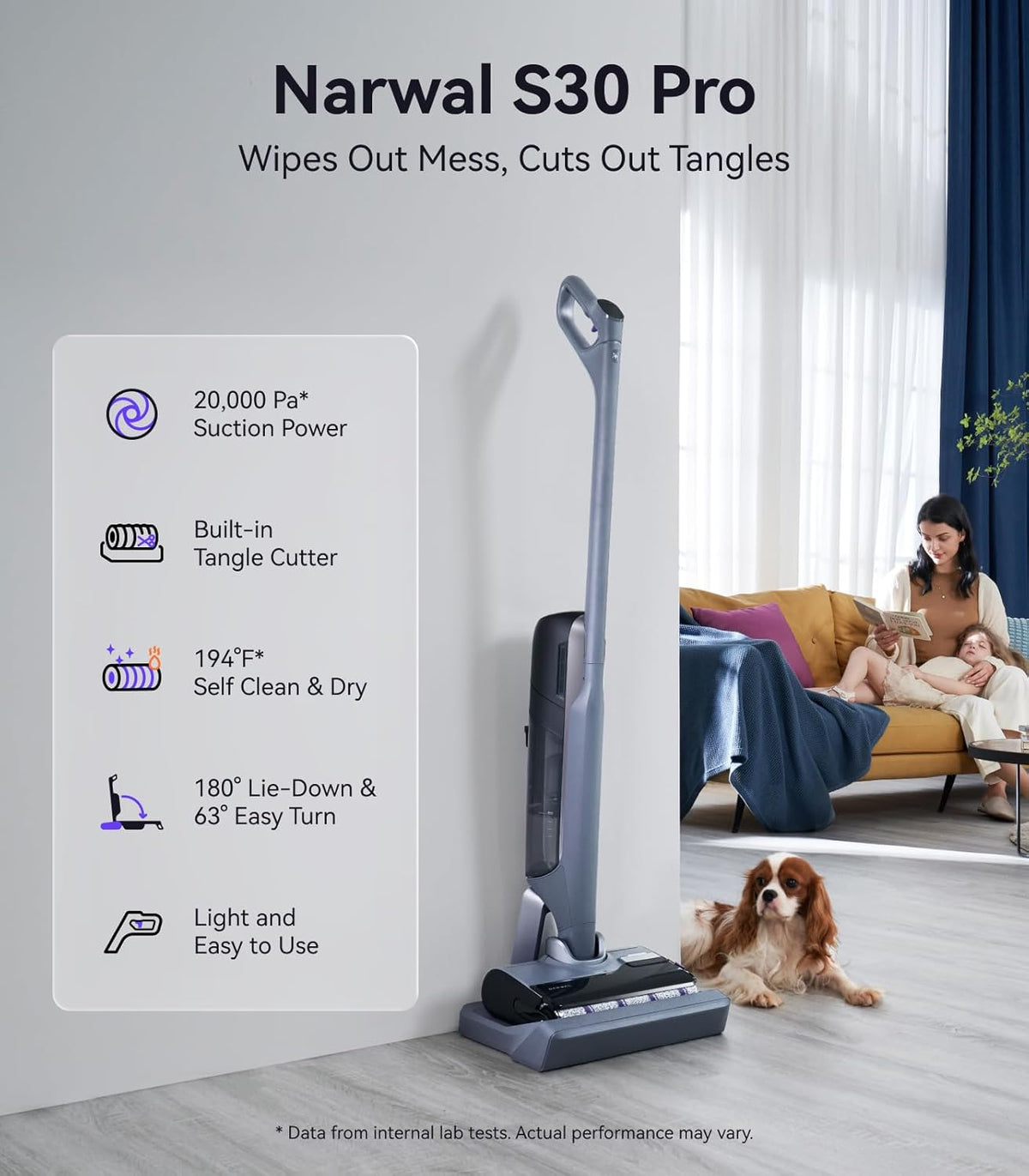 NARWAL S30 Pro Wet Dry Vacuum Cleaner with 20000Pa Suction, Cordless Vacuum Mop for Hard Floors