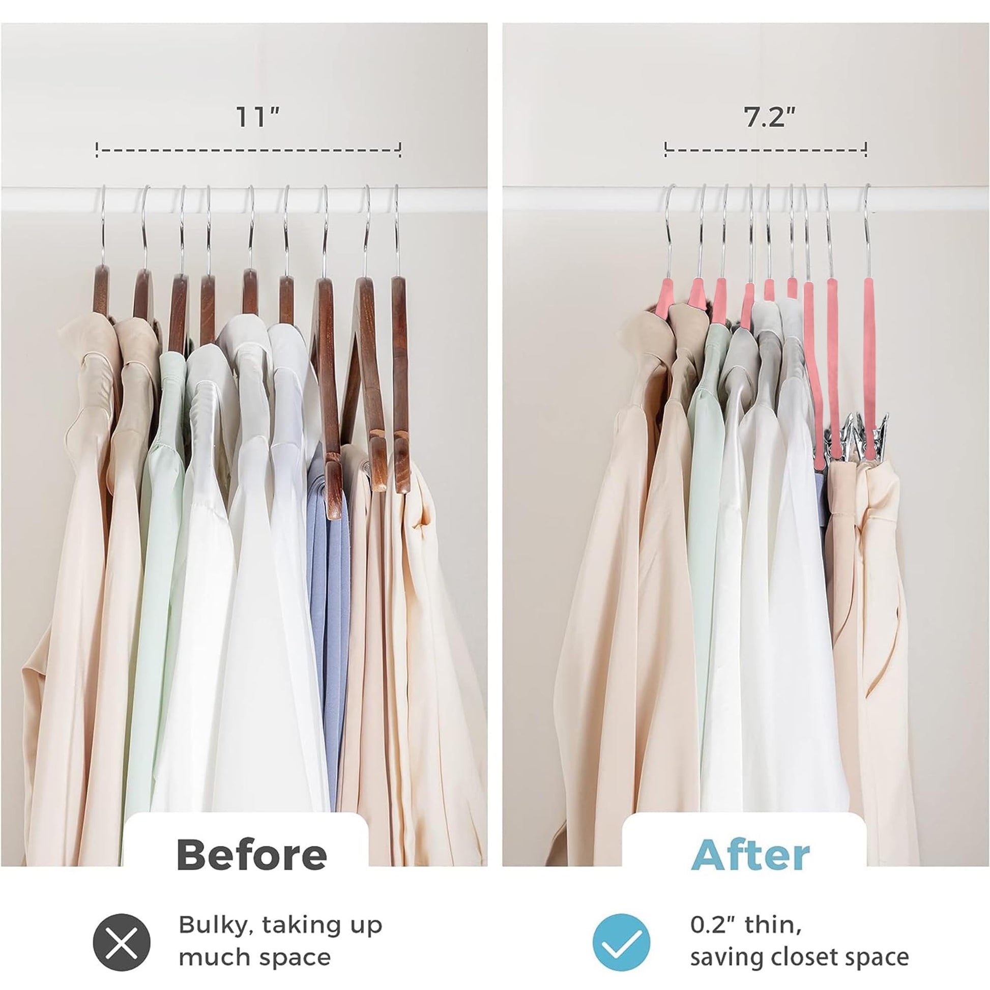 VECELO 20 Pack Velvet Clothes Hangers with Adjustable Clips,Heavy-Duty Non Slip & Space-Saving with