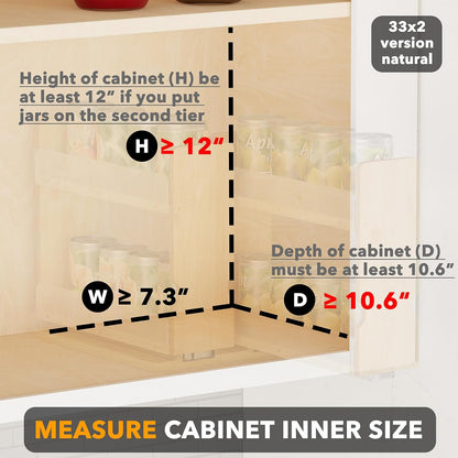 SpaceAid Bamboo Pull Out Spice Rack Organizer for Cabinet, Heavy Duty Slide Out Seasoning Kitchen