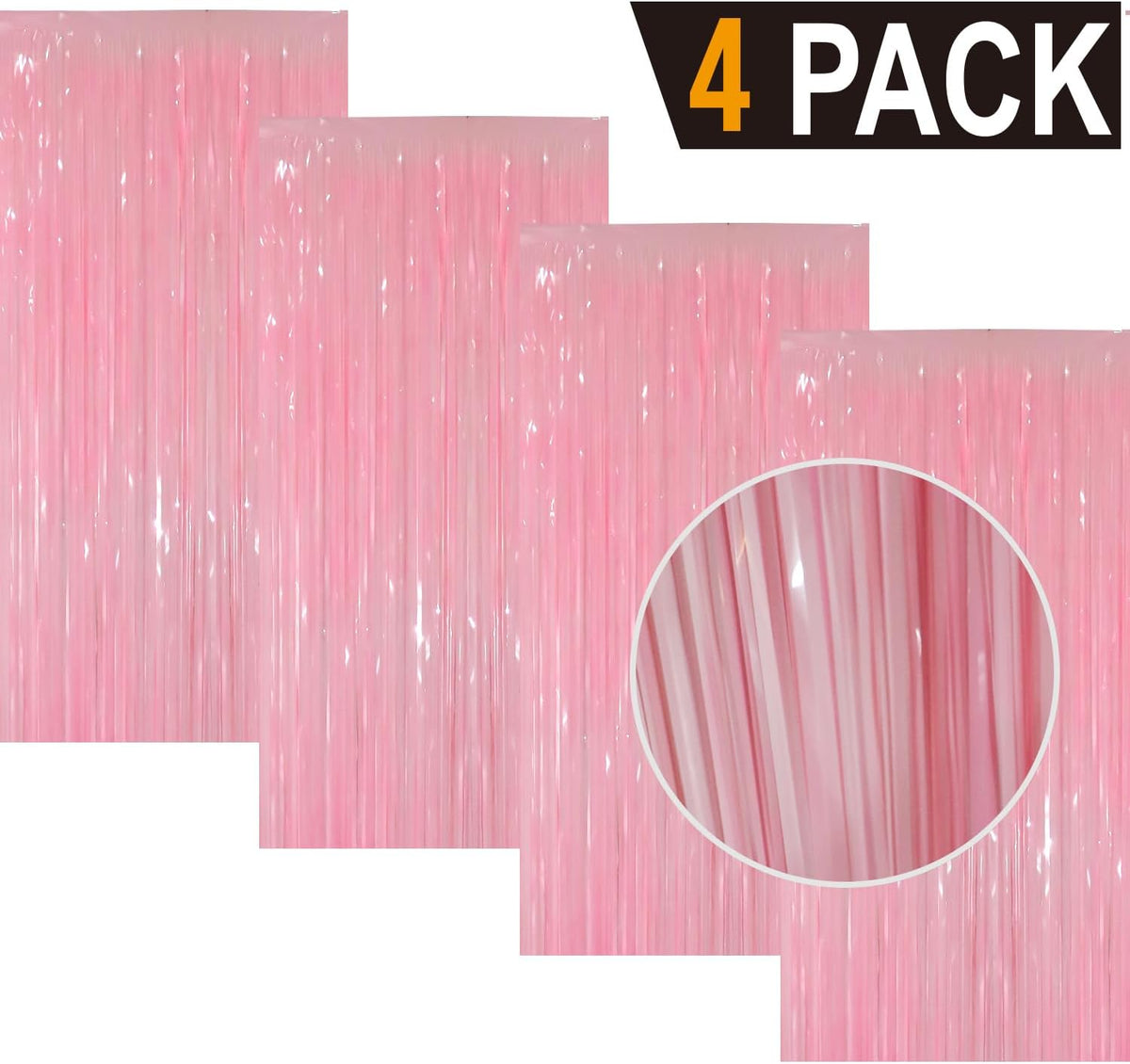 GOER 3.2 ft x 8.2 ft Metallic Tinsel Foil Fringe Curtains Party Photo Backdrop Party Streamers for