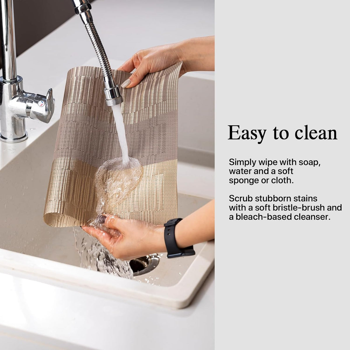 Placemats Set of 6 - Easy Clean Woven Vinyl Placemats for Dining Table, Indoor/Outdoor Place Mats