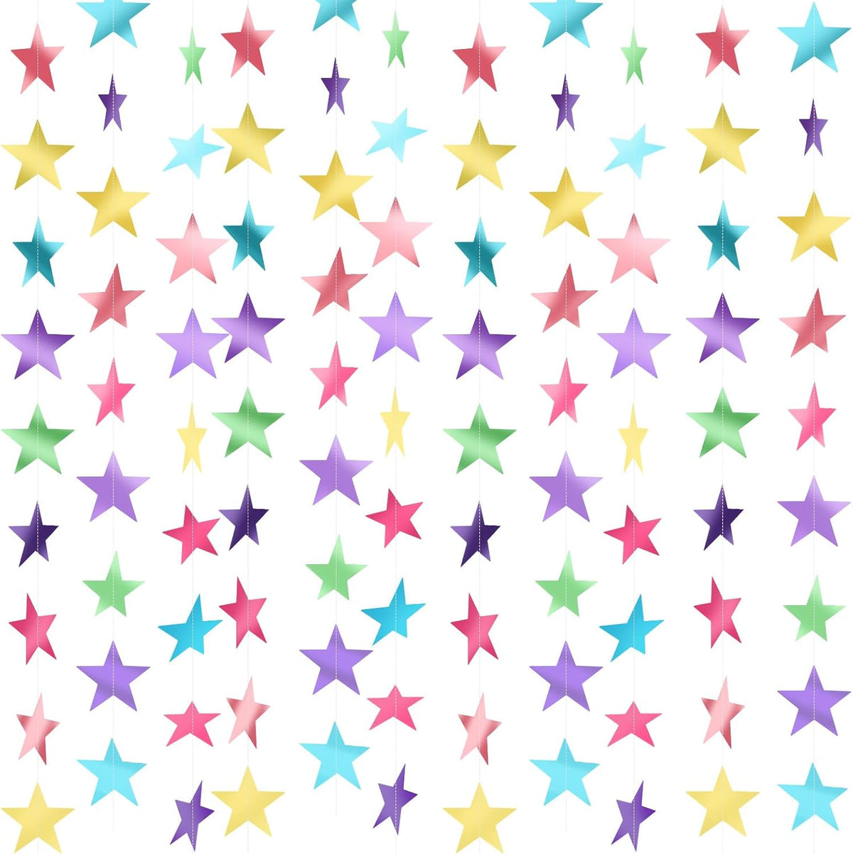 Patelai Glitter Star Garland Banner Decor 130 Feet Star Hanging Bunting Banner Twinkle Backdrop for