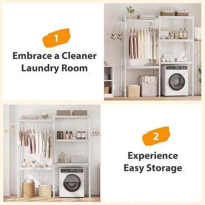 Double Row Over Washer and Dryer Storage Shelves, Laundry Room Organization and Storage, Heavy Duty