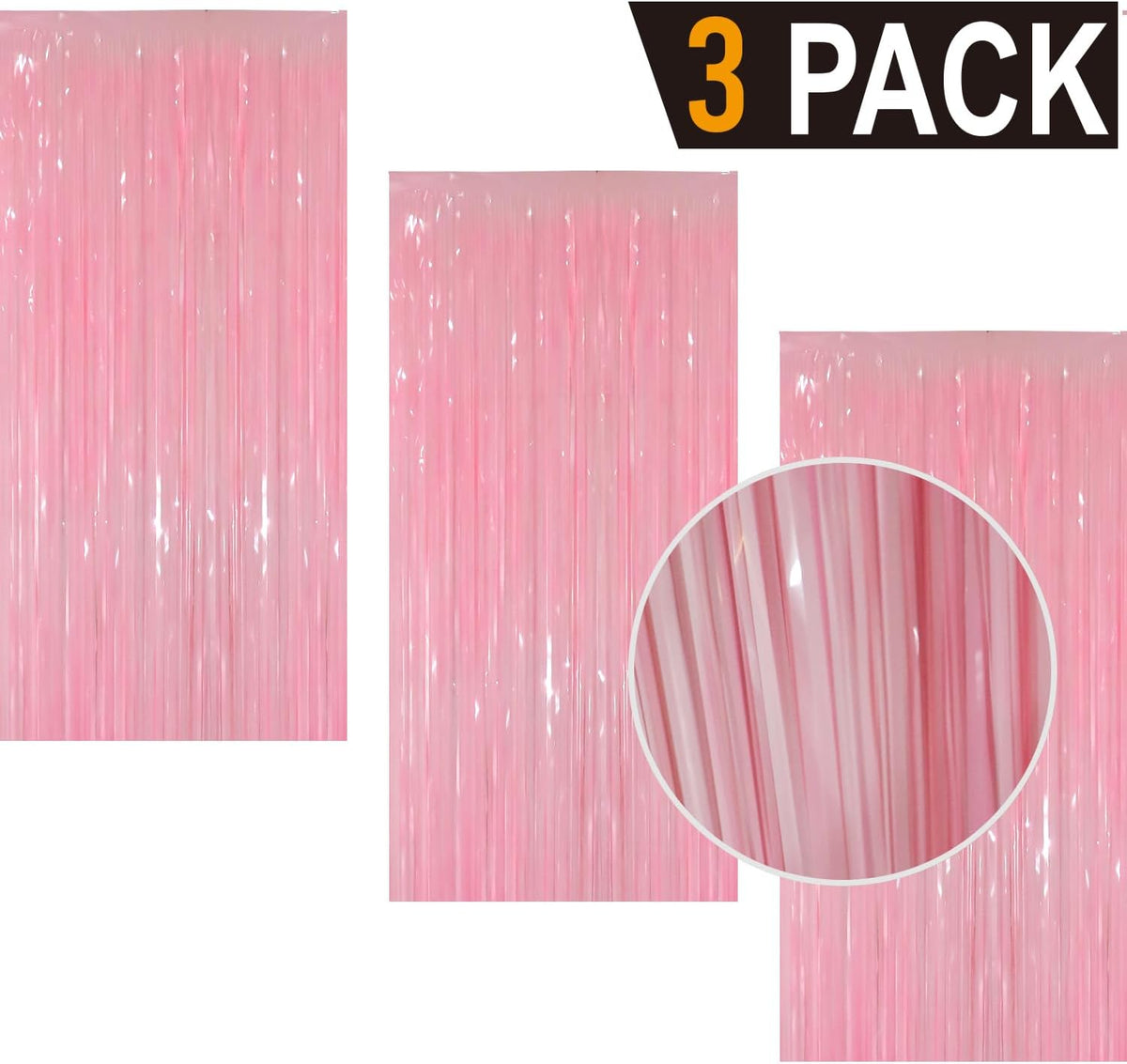 GOER 3.2 ft x 8.2 ft Metallic Tinsel Foil Fringe Curtains Party Photo Backdrop Party Streamers for