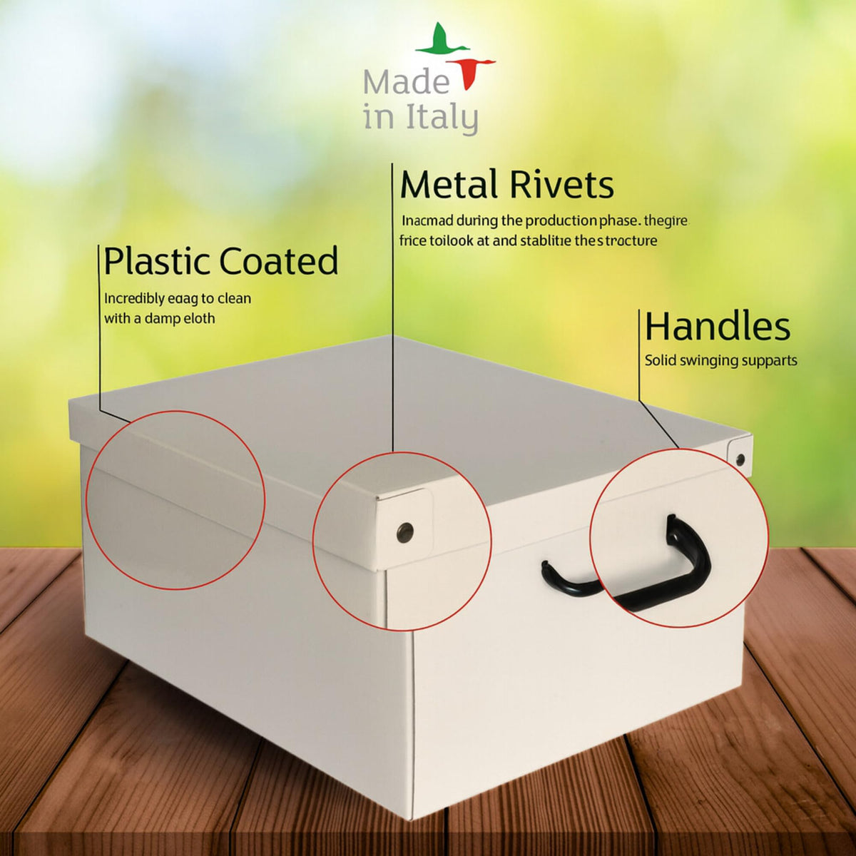 Lavatelli: Storage Box: Small - Peony - Lid & Side Handles, Decorative Cardboard Organizer
