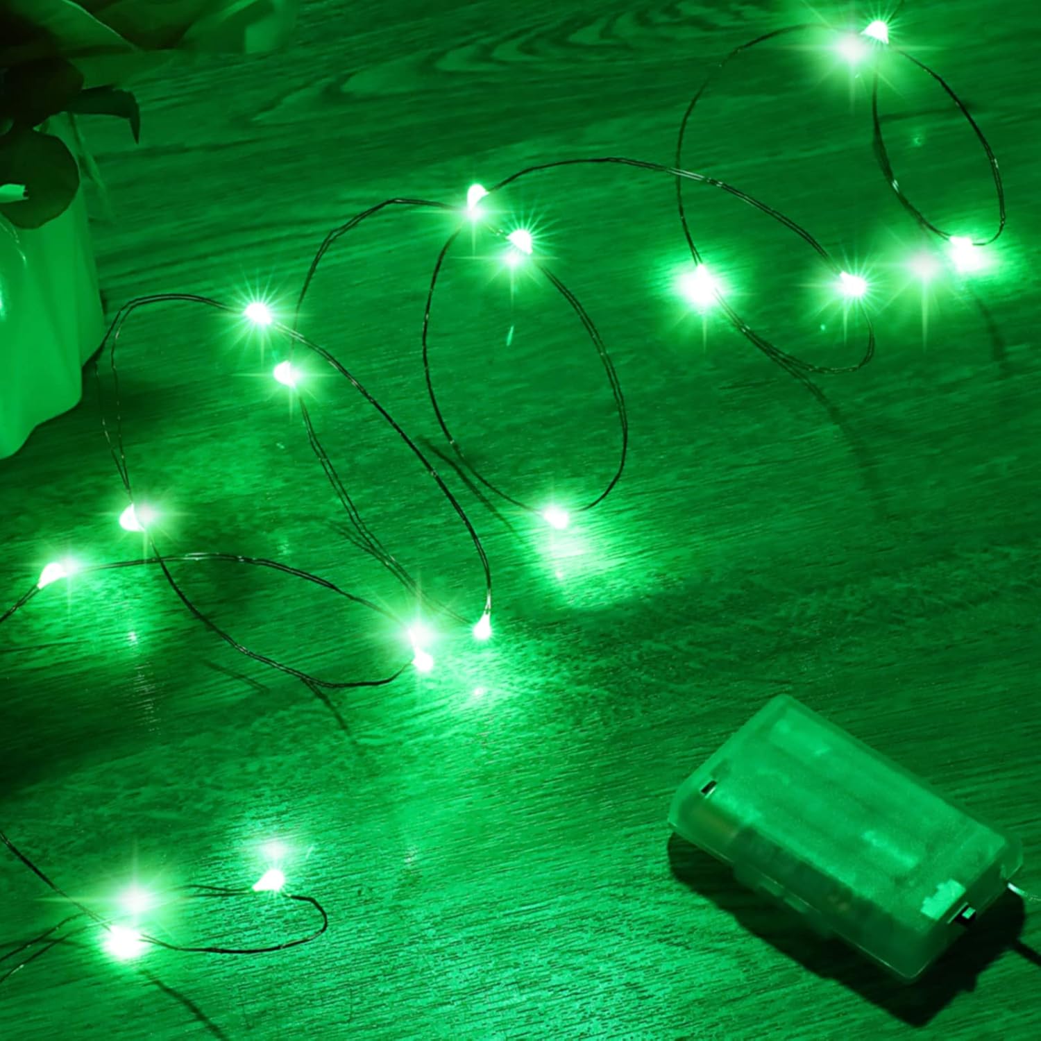 Mini St. Patrick's Day Fairy Lights Battery Operate, 4 Pack Copper Wire 3*AAA Battery Powered Led