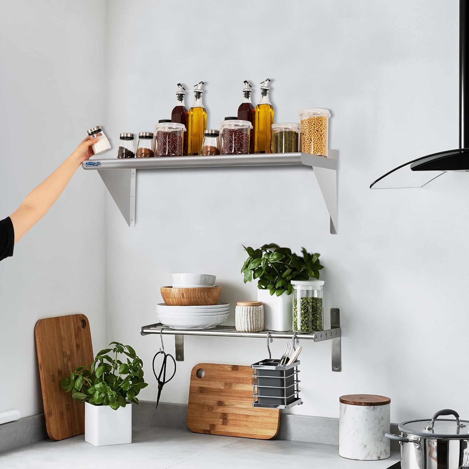 HARDURA Stainless Steel Shelf 18" x 36", 340lb Commercial Shelves Wall Mount Metal Shelving with