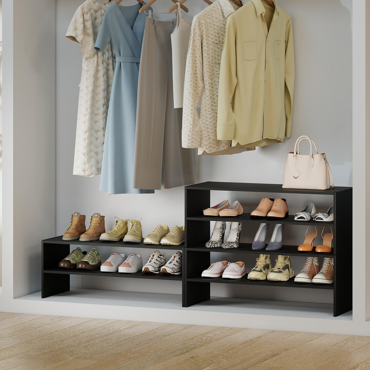 Giantex 3-in-1 Vertical Shoe Rack, 6-Tier Free Standing Shoe Storage Organizer w/Stackable Design