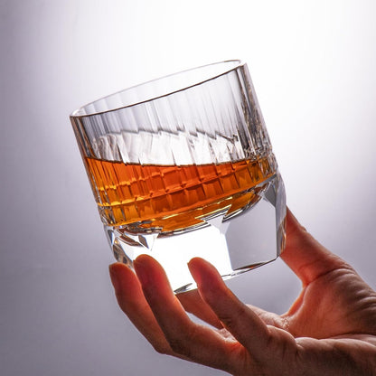 KAMMAK Crystal Whiskey Glasses Set of 2, 7.44oz Old Fashioned Glasses Stemless, Luxury Hand Blown