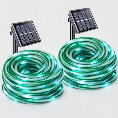 YEGUO Solar Christmas Candy Cane Rope Lights, 2 Pack Each 33ft 100 LED Green & White Solar Rope