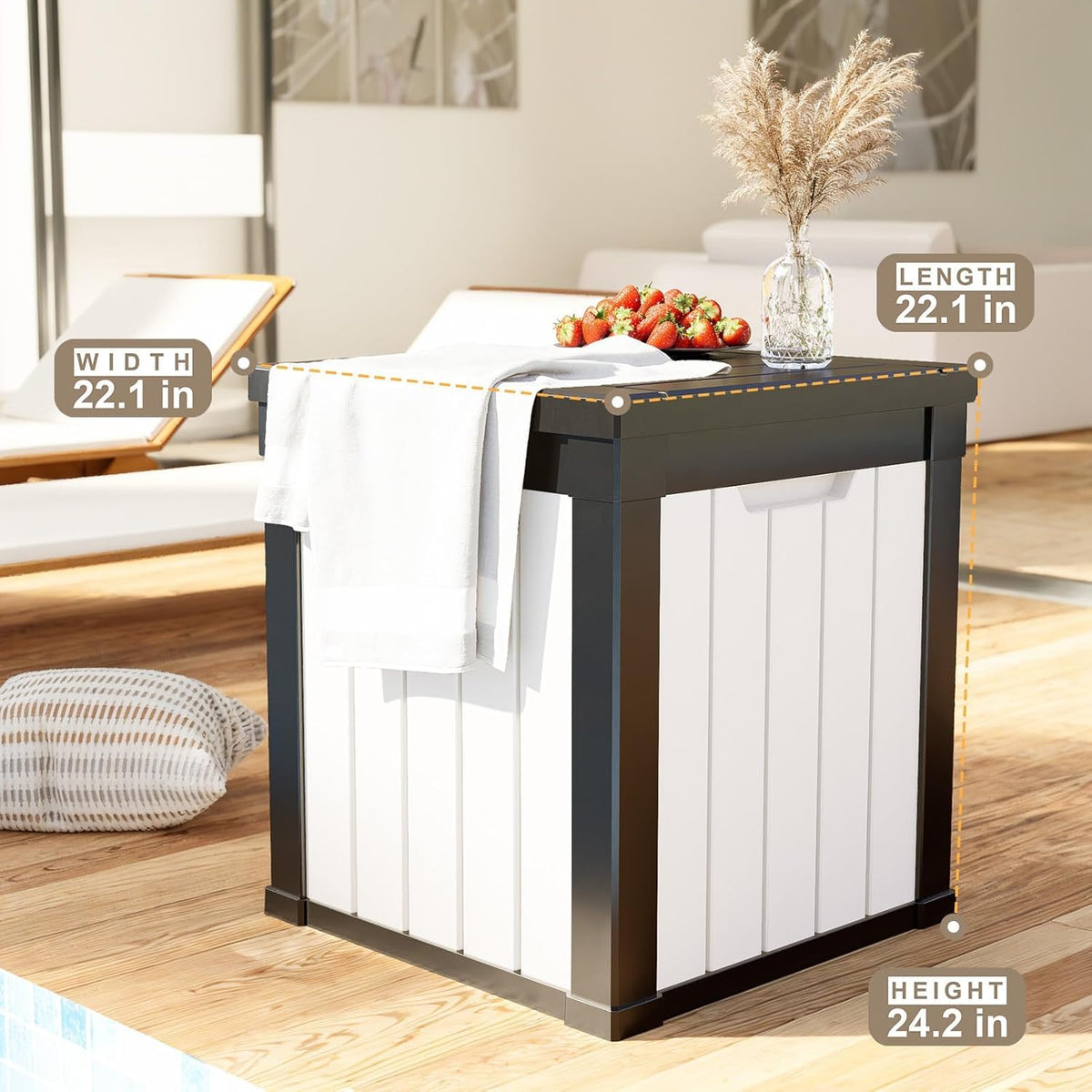 50 Gallon Resin Deck Box, Lockable Outdoor Storage Box for Patio Cushions Storage Furniture,Garden