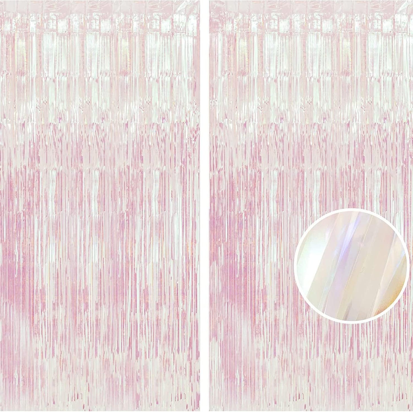 BRAVESHINE Party Decorations Iridescent Foil Fringe Backdrops - 2 Pack 3.2 x 6.5 ft Holographic