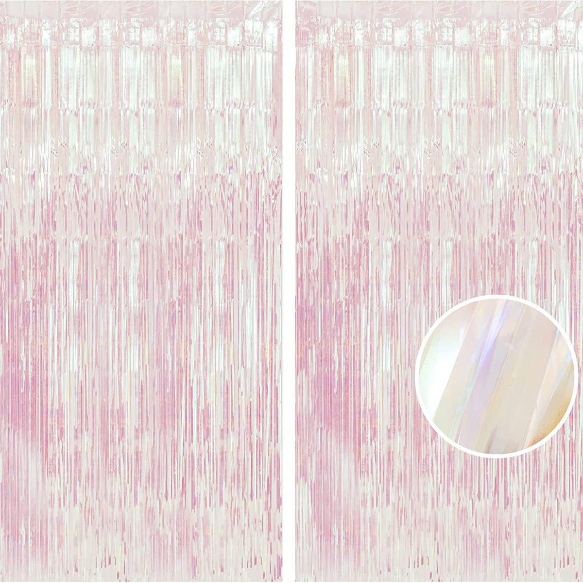 BRAVESHINE Party Decorations Iridescent Foil Fringe Backdrops - 2 Pack 3.2 x 6.5 ft Holographic