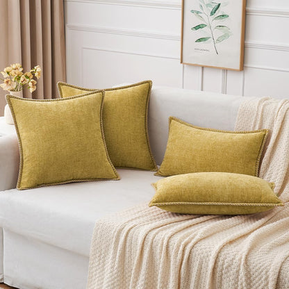 MIULEE Pack of 2 Couch Throw Pillow Covers 18x18 Inch Mustard Yellow Farmhouse Decorative Pillow