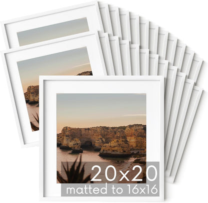 HAUS AND HUES 20x20 White Metal Picture Frames Matted to 16x16 - Features Premium Aluminum &