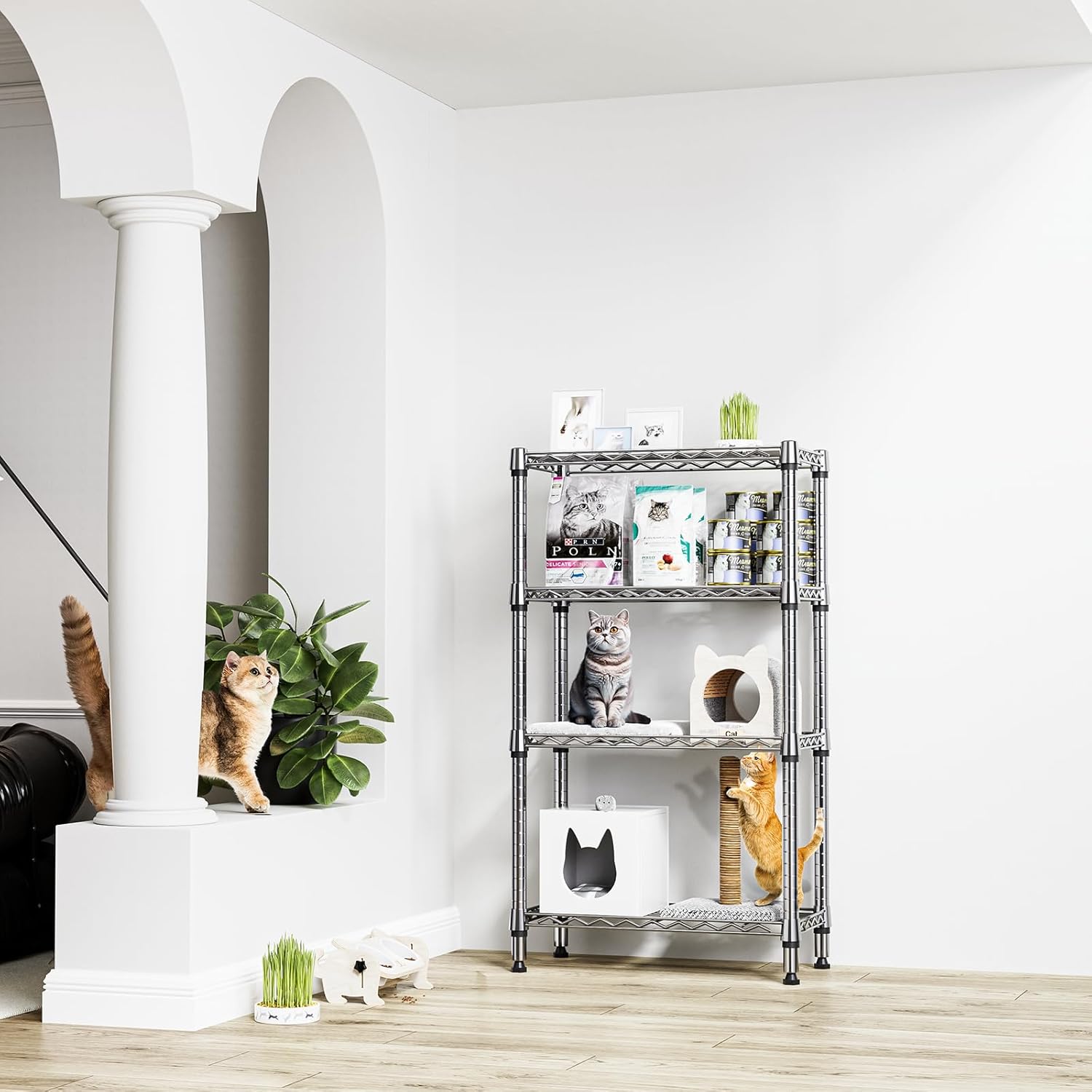 1000 lbs 4 Tier Shelf Metal Storage Shelves Wire Rack Closet Organizers for Garage Kitchen Bathroom
