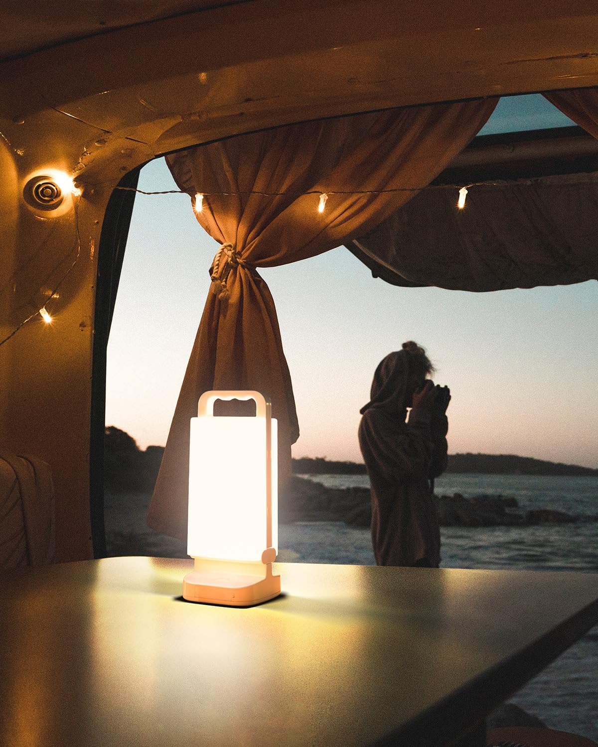 Camping Lantern, solar Lanterns, 6000mAh Rechargeable Light 2-in-1 Dimmable Outdoor Waterproof Gear