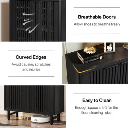 Tribesigns 6-Tier Shoe Cabinet with Shutter Doors, Large Wooden Shoe Organizer Rack with Adjustable