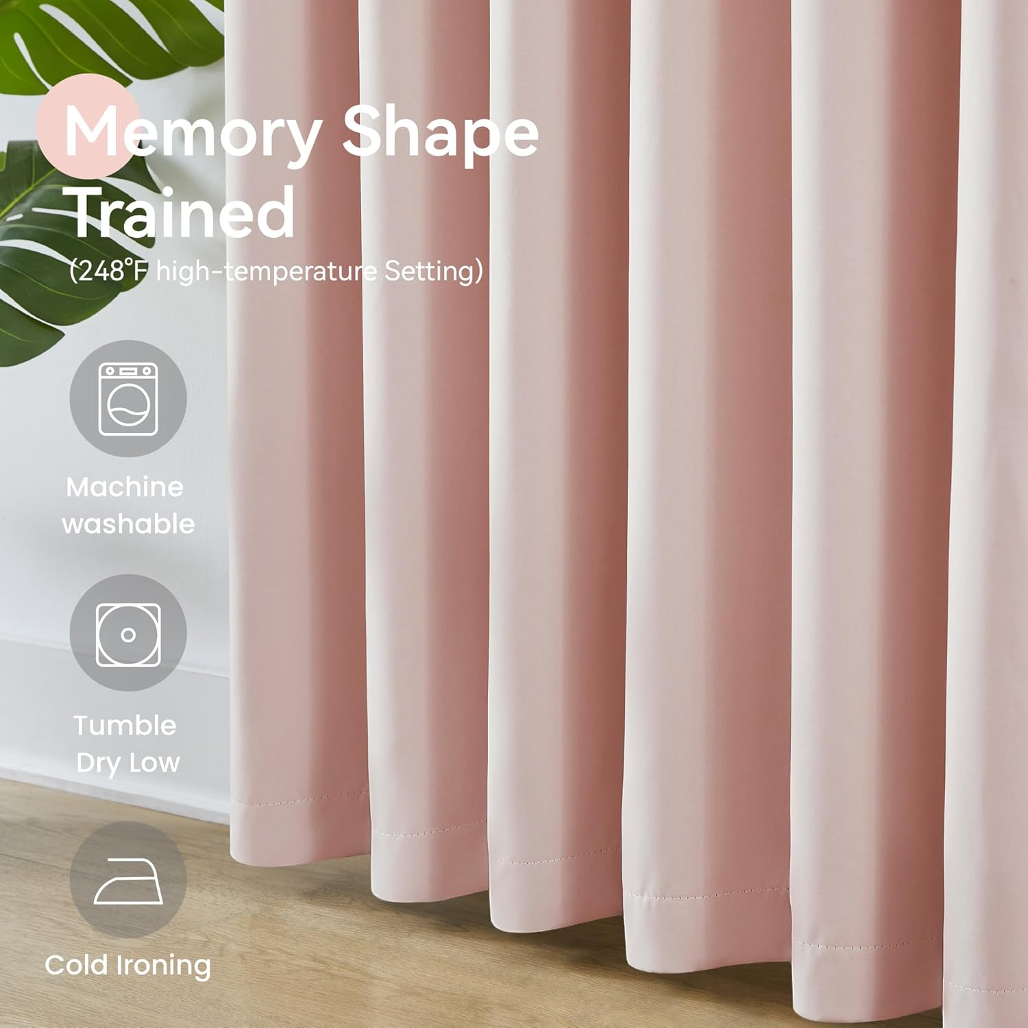 KangBang Pink Pinch Pleated Curtains for Girls Room 2 Panels Set, Room Darkening Pinch Pleat