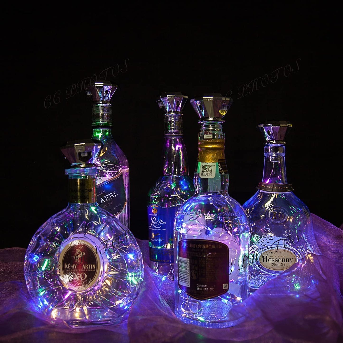 Upgraded 12 Pack Diamond Solar Wine Bottle Lights, 20 LEDs Waterproof Copper Light, Bottle Light