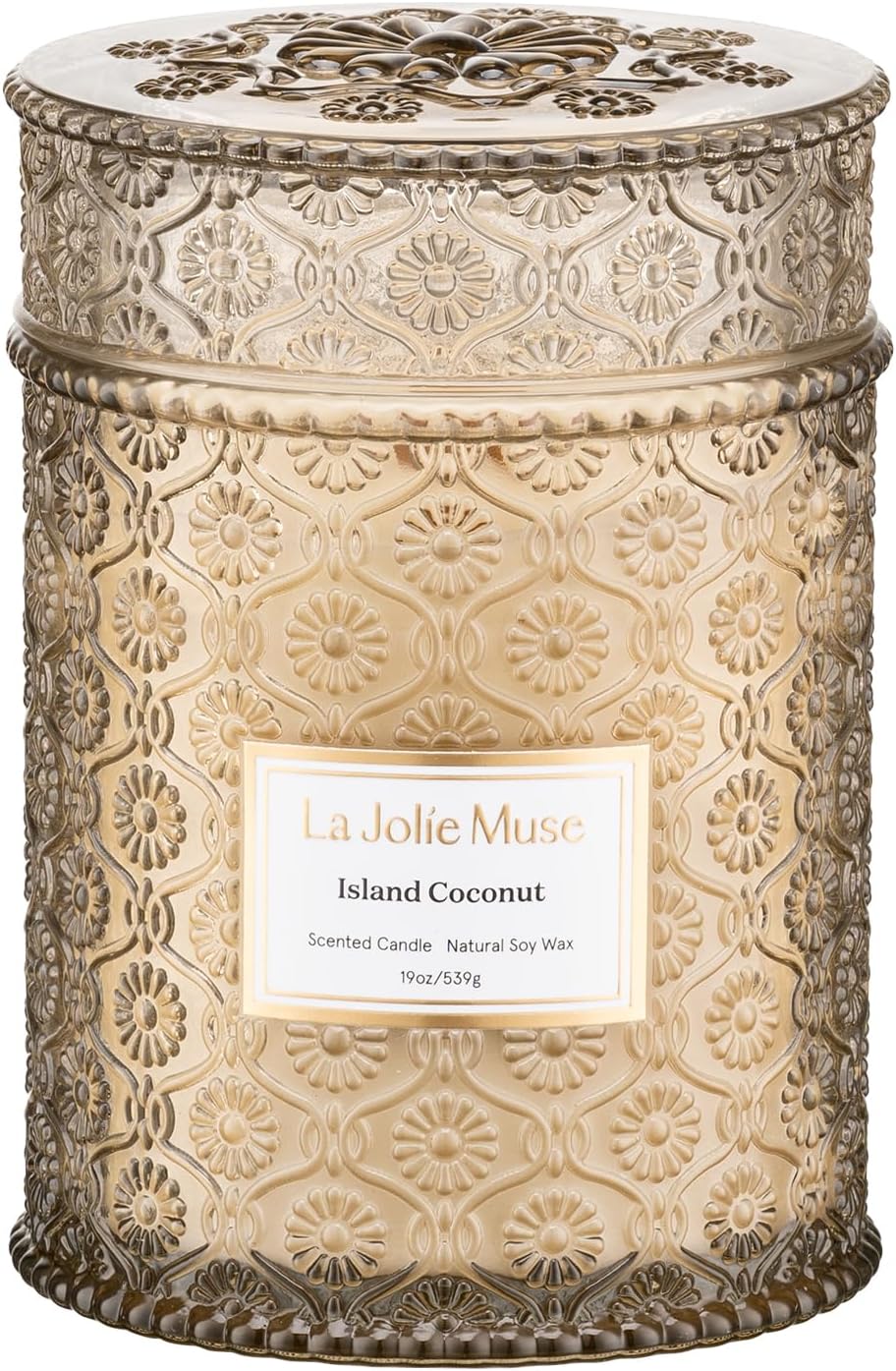 LA JOLIE MUSE Vanilla Coconut Candle – Coconut, Freesia & Vanilla | 19 oz Large Wooden Wick Candle