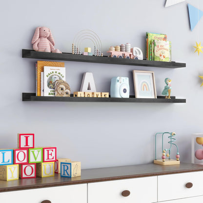 Picture Ledge Shelf for Wall, 48 inch Solid Pine Wood Nursery Book Shelves 2 Packs, Floating Ledge