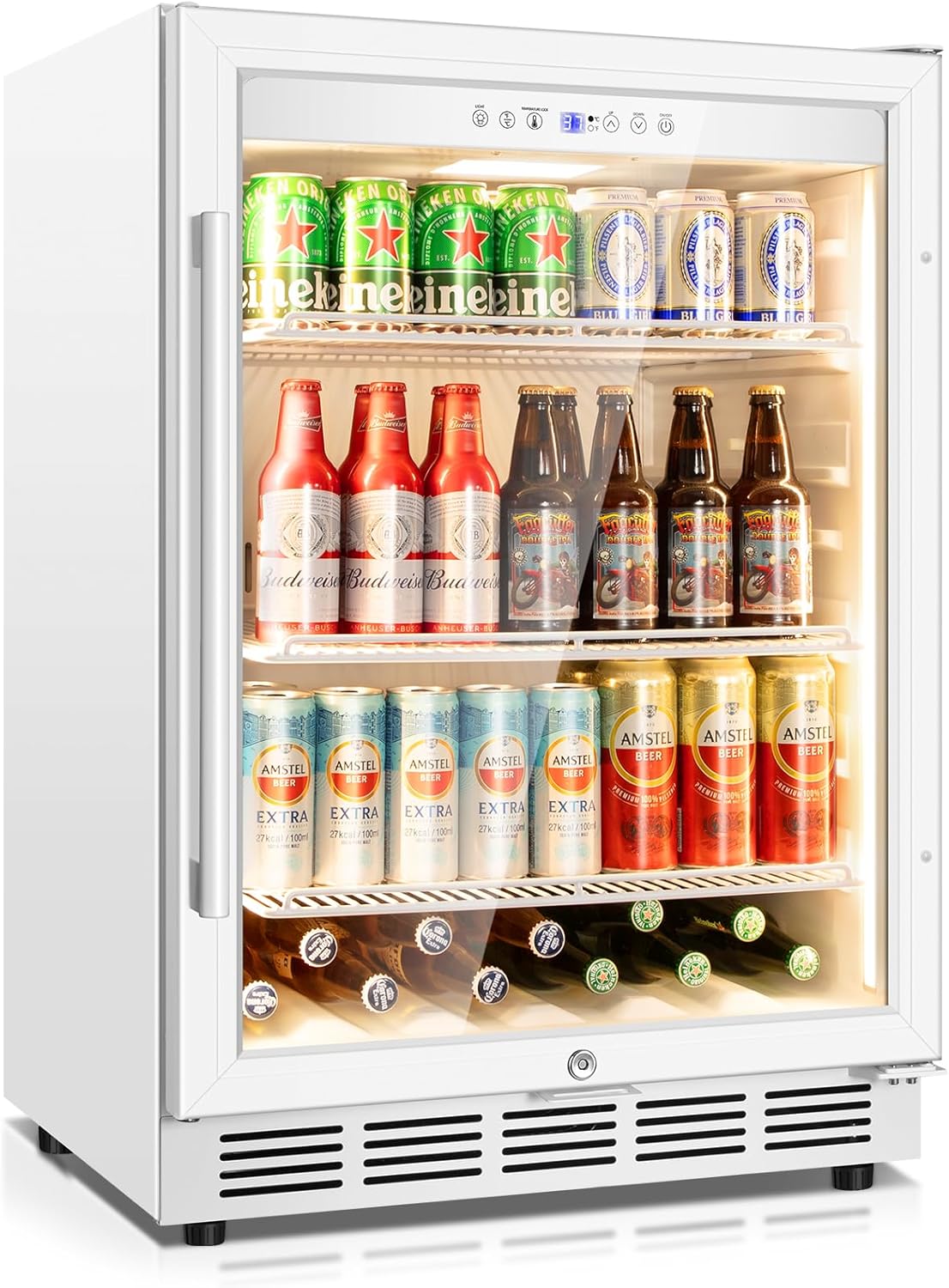 Tylza Beverage Refrigerator 24 Inch, Under Counter/Freestanding Drink Fridge, 190 Cans Beverage