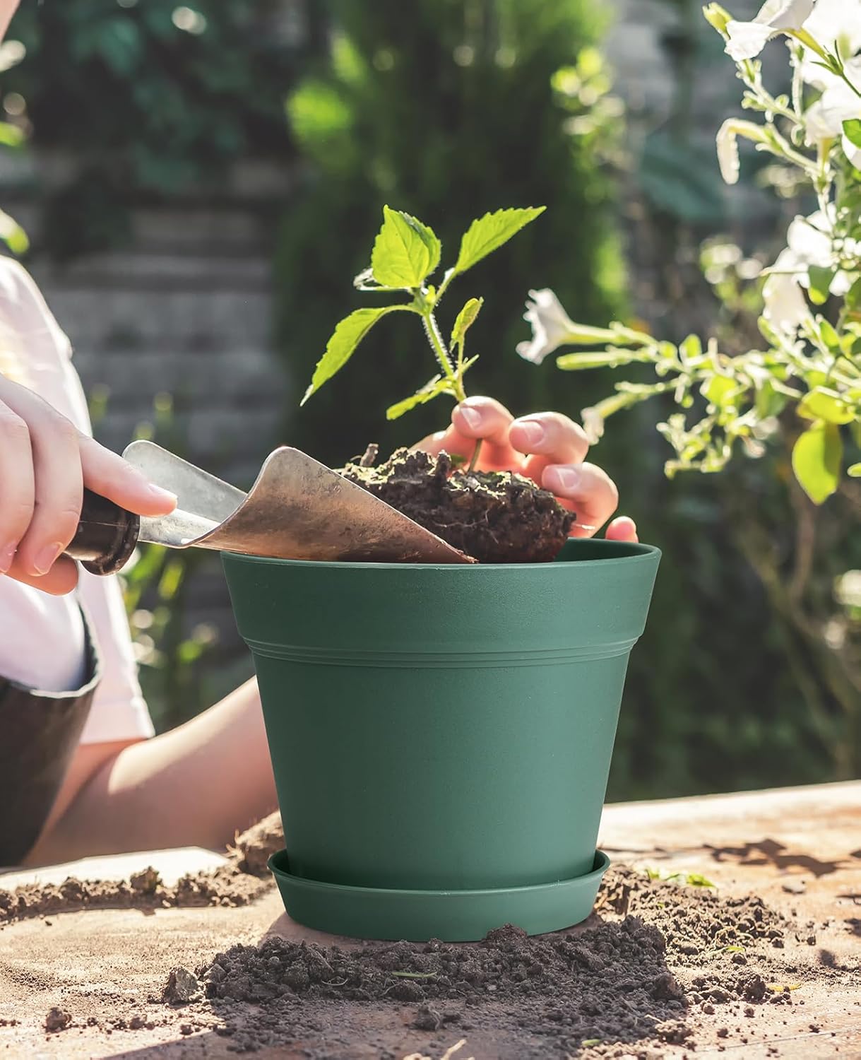 homenote Plant Pots,15 Pack 6 inch Flower Pots with Multiple Drainage Holes and Saucers,Plastic